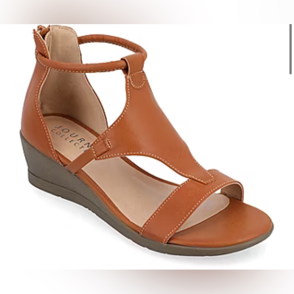 Journee Collection Womens‎ Trayle Wedge Sandals. Size. 11. Color. Tan